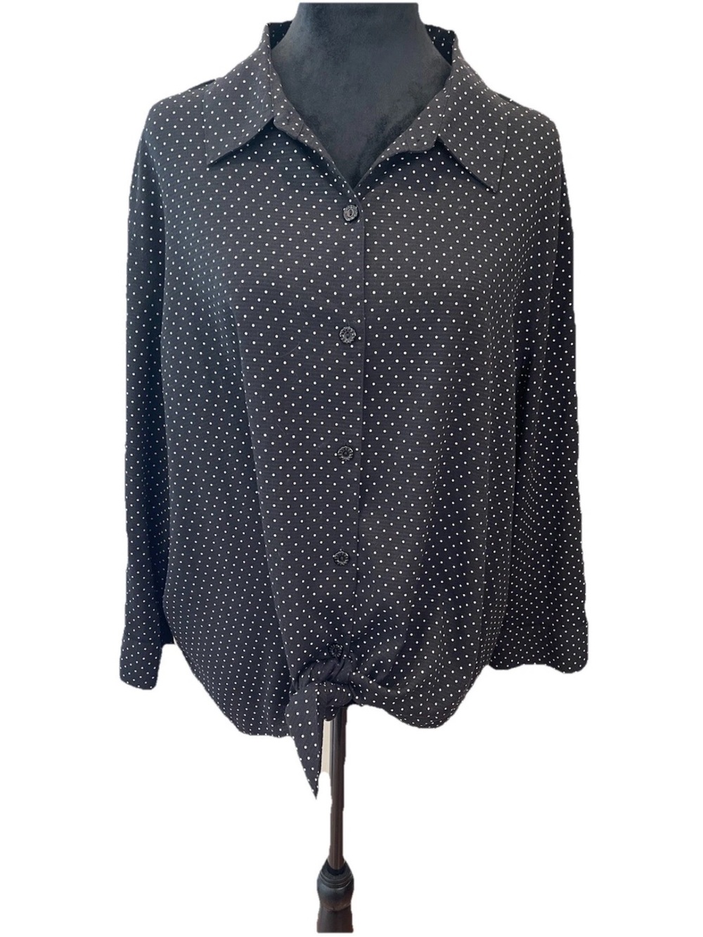 Draper’s & Damon’s polka dot black‎ white ladies Y2K button up blouse size 2X